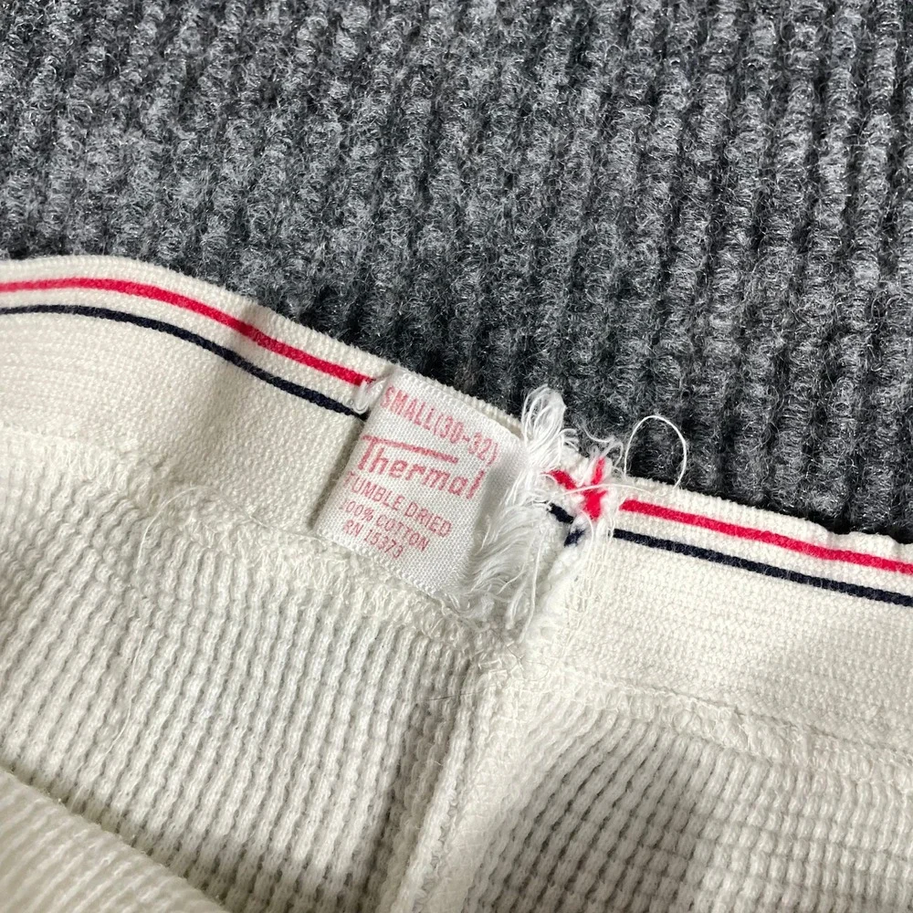 Vintage Thermal Pants Mens Small White Waffle Knit Long Johns Base Layer 80s